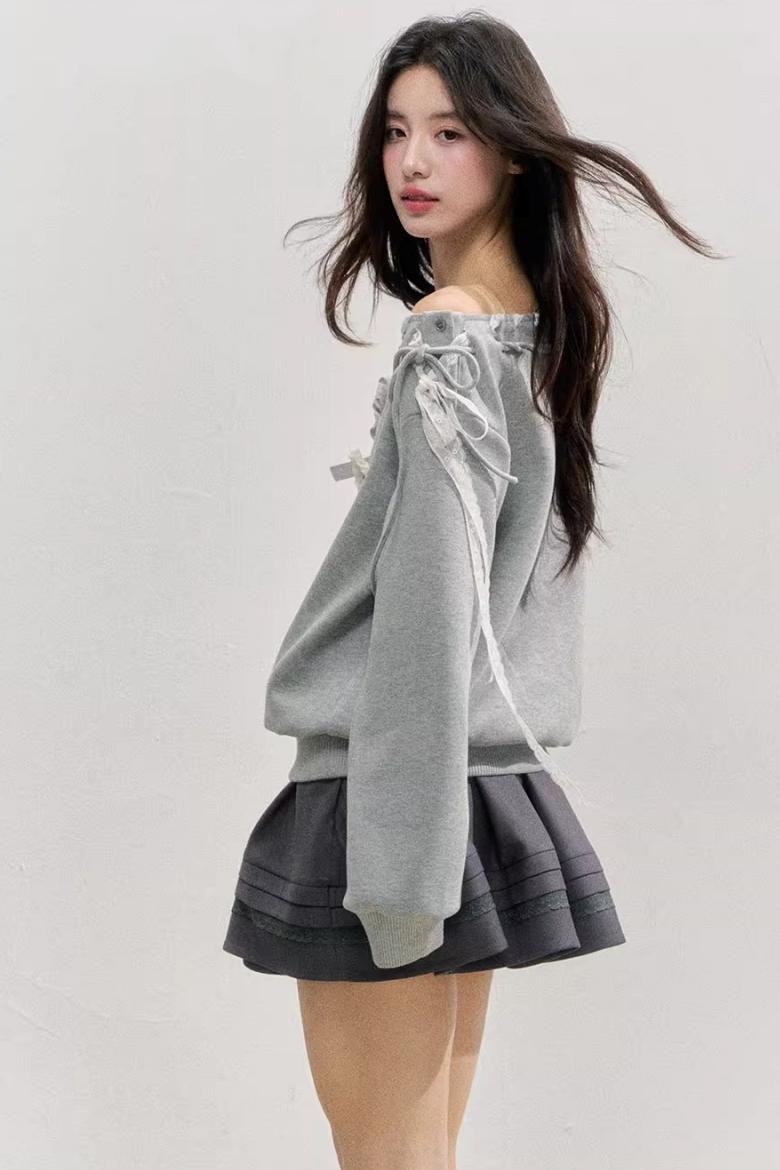 Gray Shoulder Sweatshirt