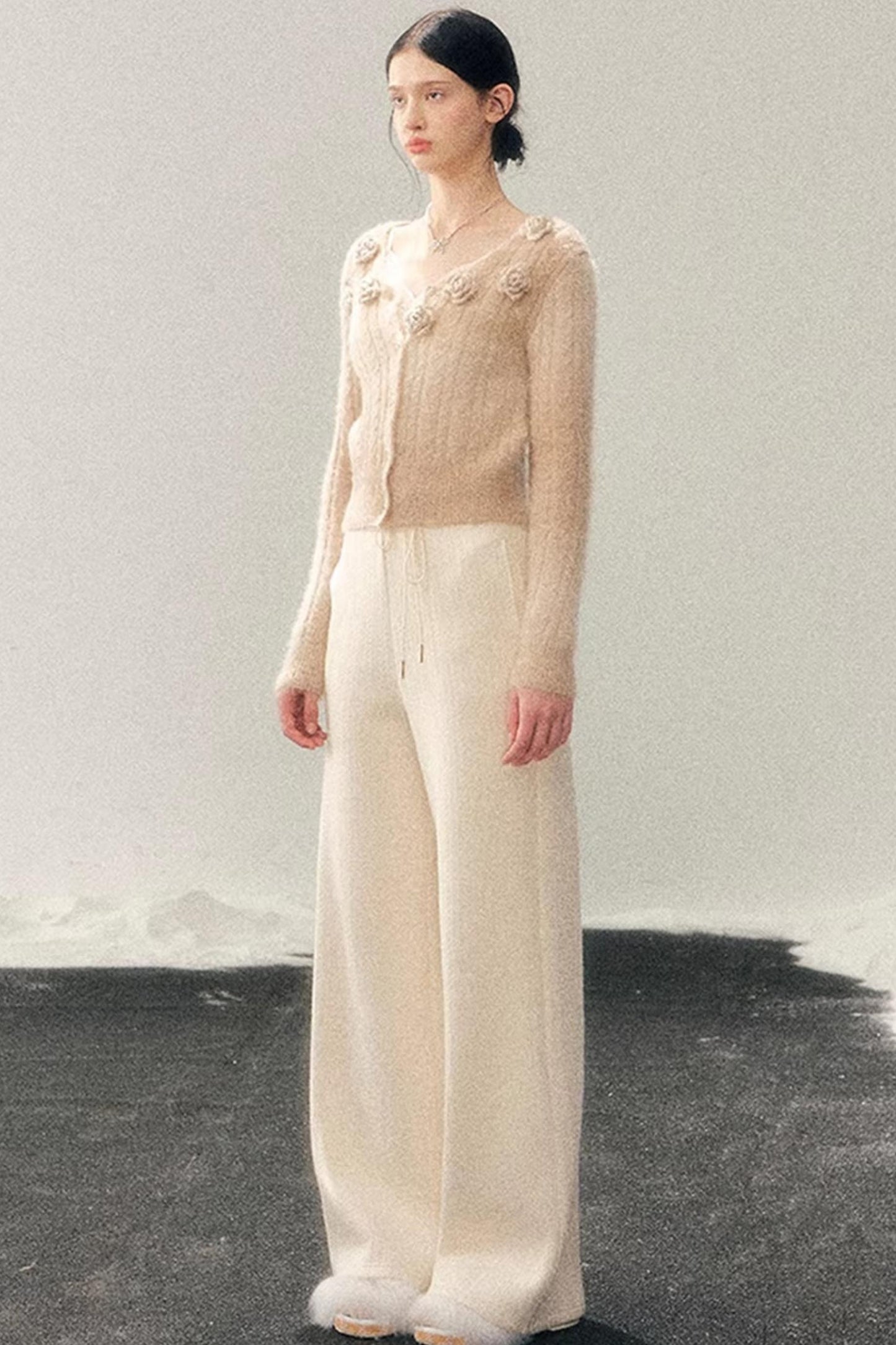 French Floral V-Neck Sweater