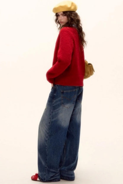 Retro Washed Denim Pants