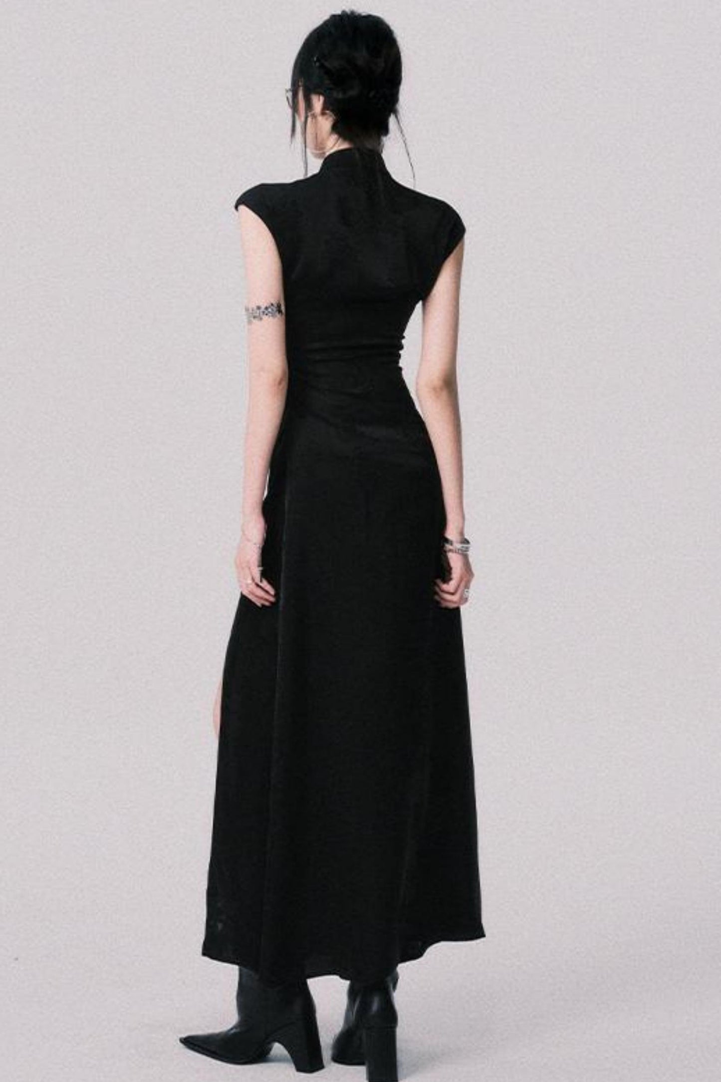 Chic Black Jacquard Dress