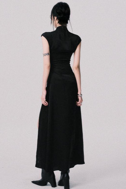 Chic Black Jacquard Dress