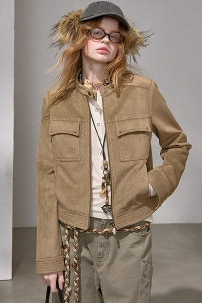 Suede Tailored Short Jacket