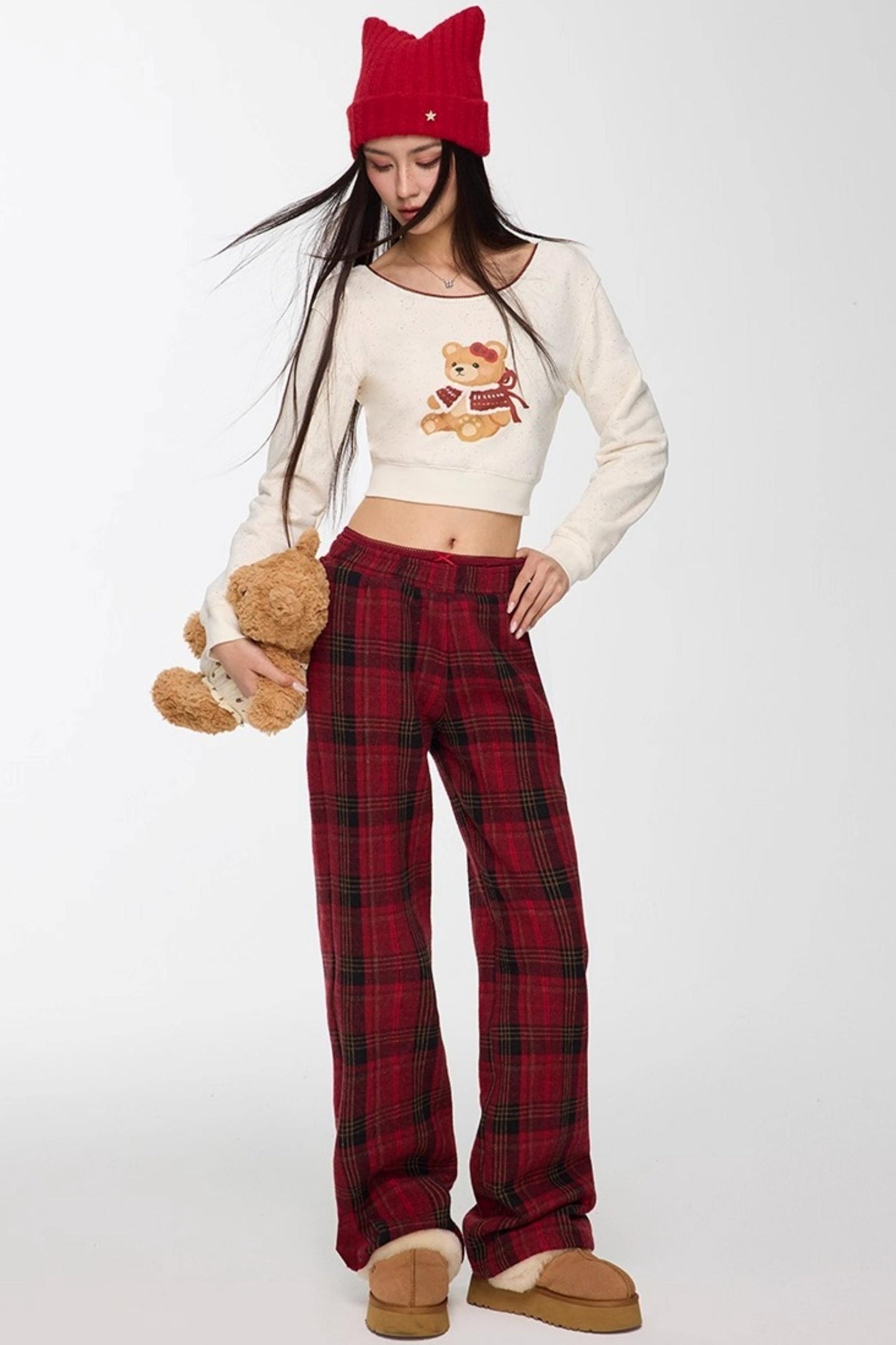 Red Winter Casual Pants