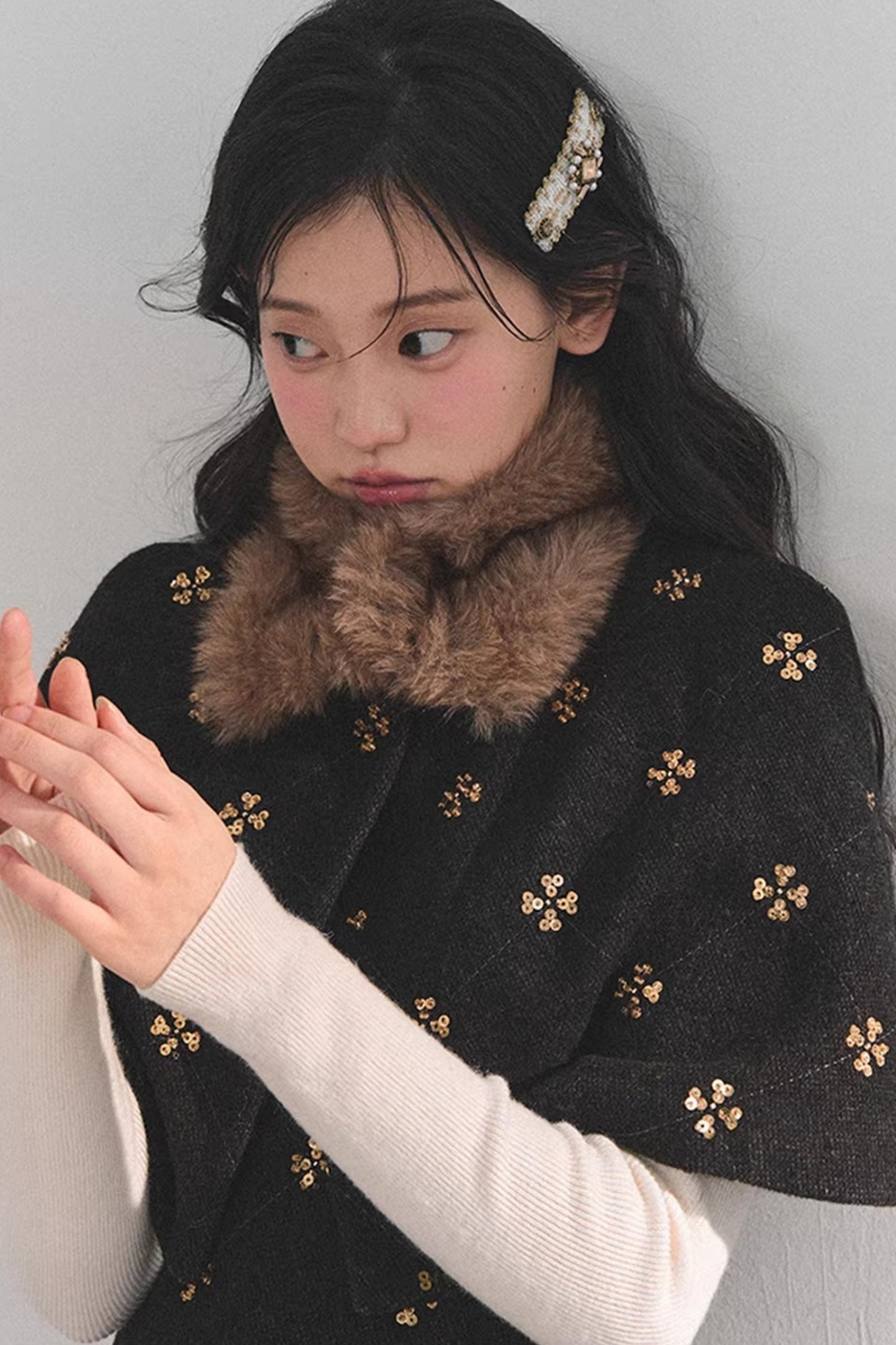 French Woolen Lace Dress Set-Up