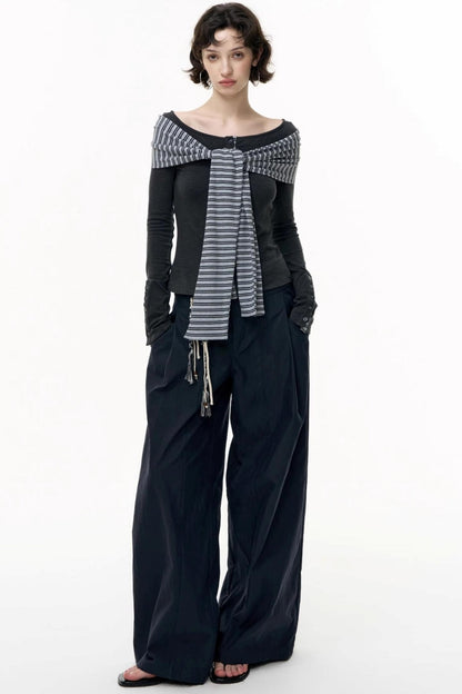 Off-the-Shoulder Striped Tops