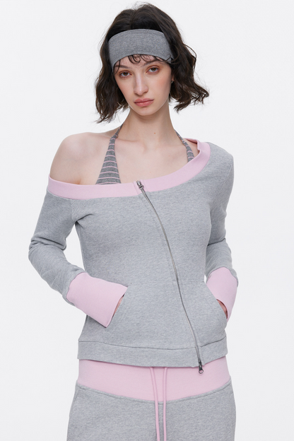 One-Shoulder Color-Blocked Top Set-Up