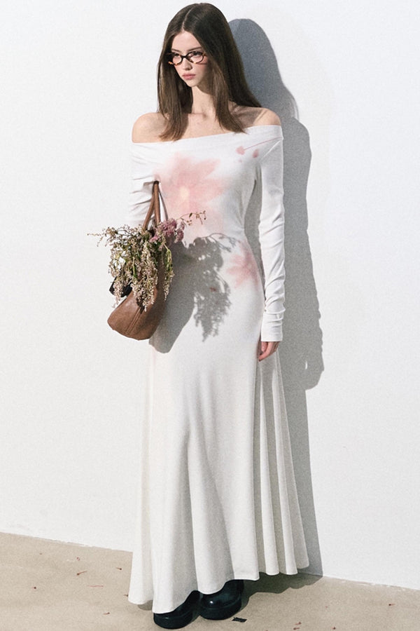 코팅된 플로럴 니트 드레스 