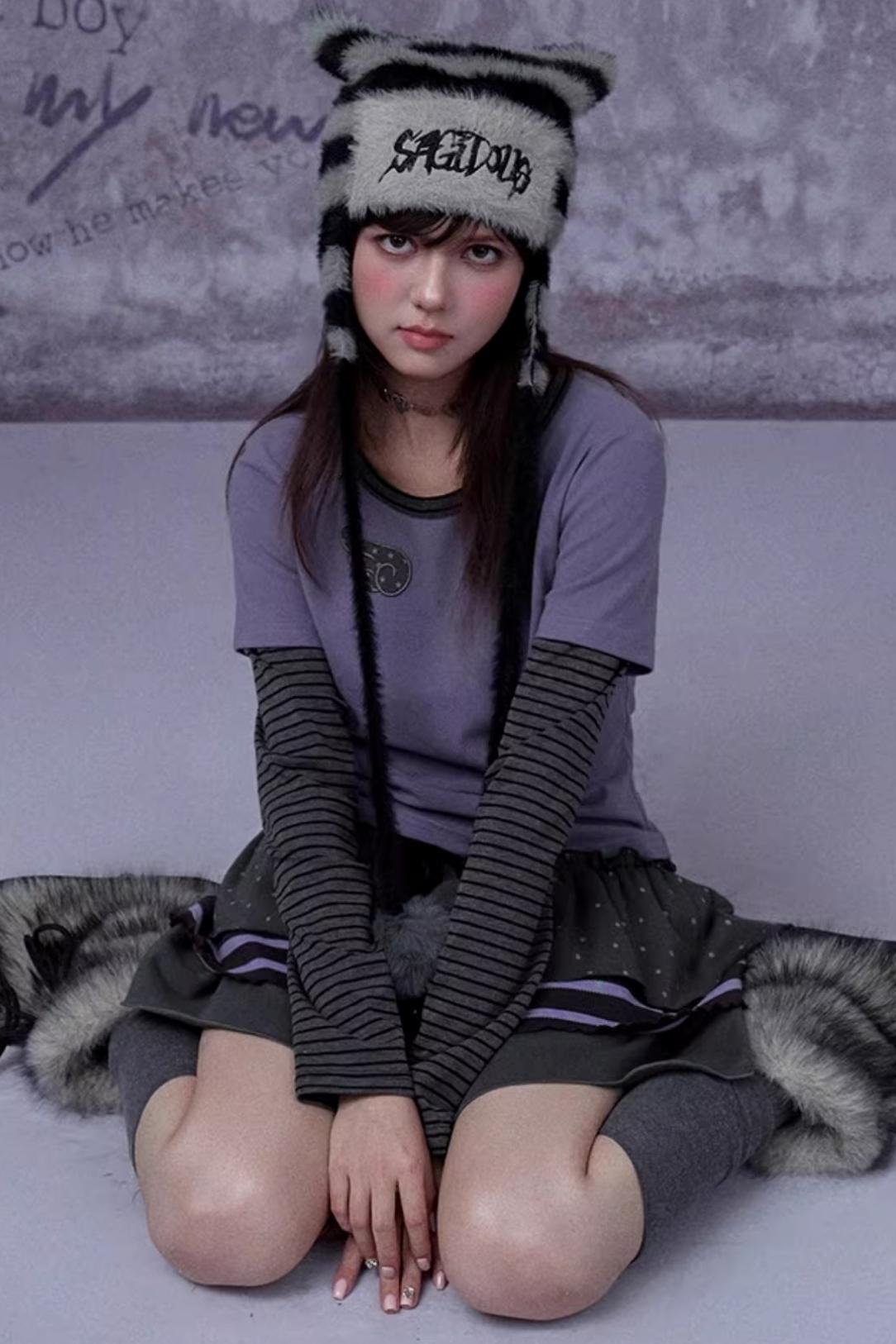 Black and Purple Two-Piece Top