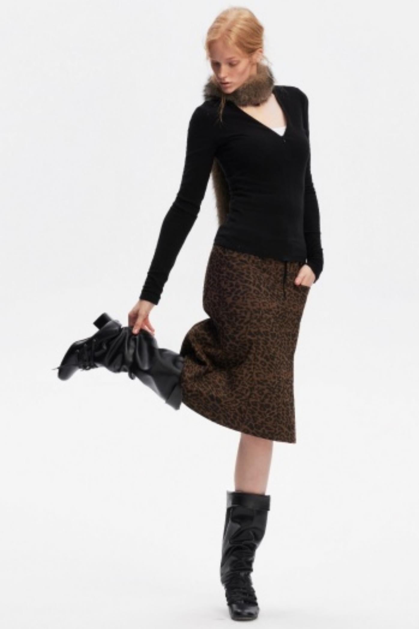 Korean Leopard Fishtail Skirt