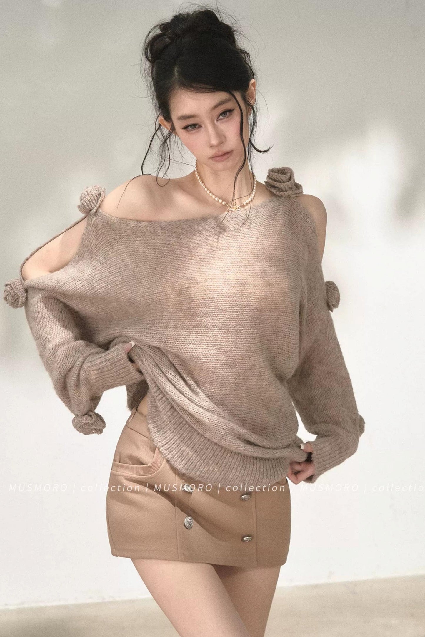 Asymmetrical Wool Mohair Knit Top