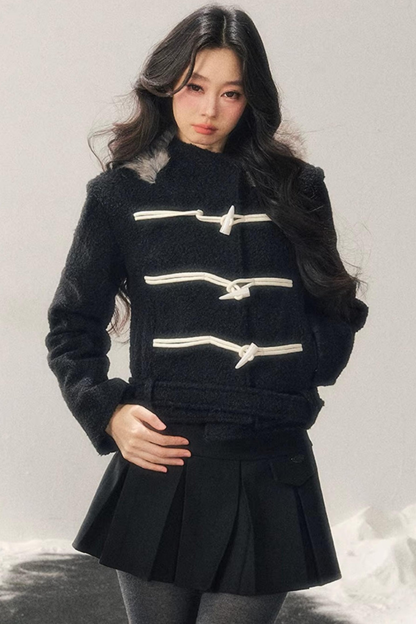 French Woolen Hooded Coat