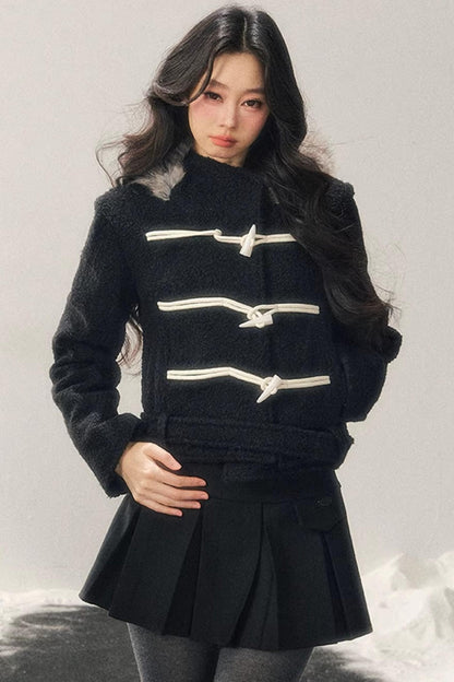 French Woolen Hooded Coat