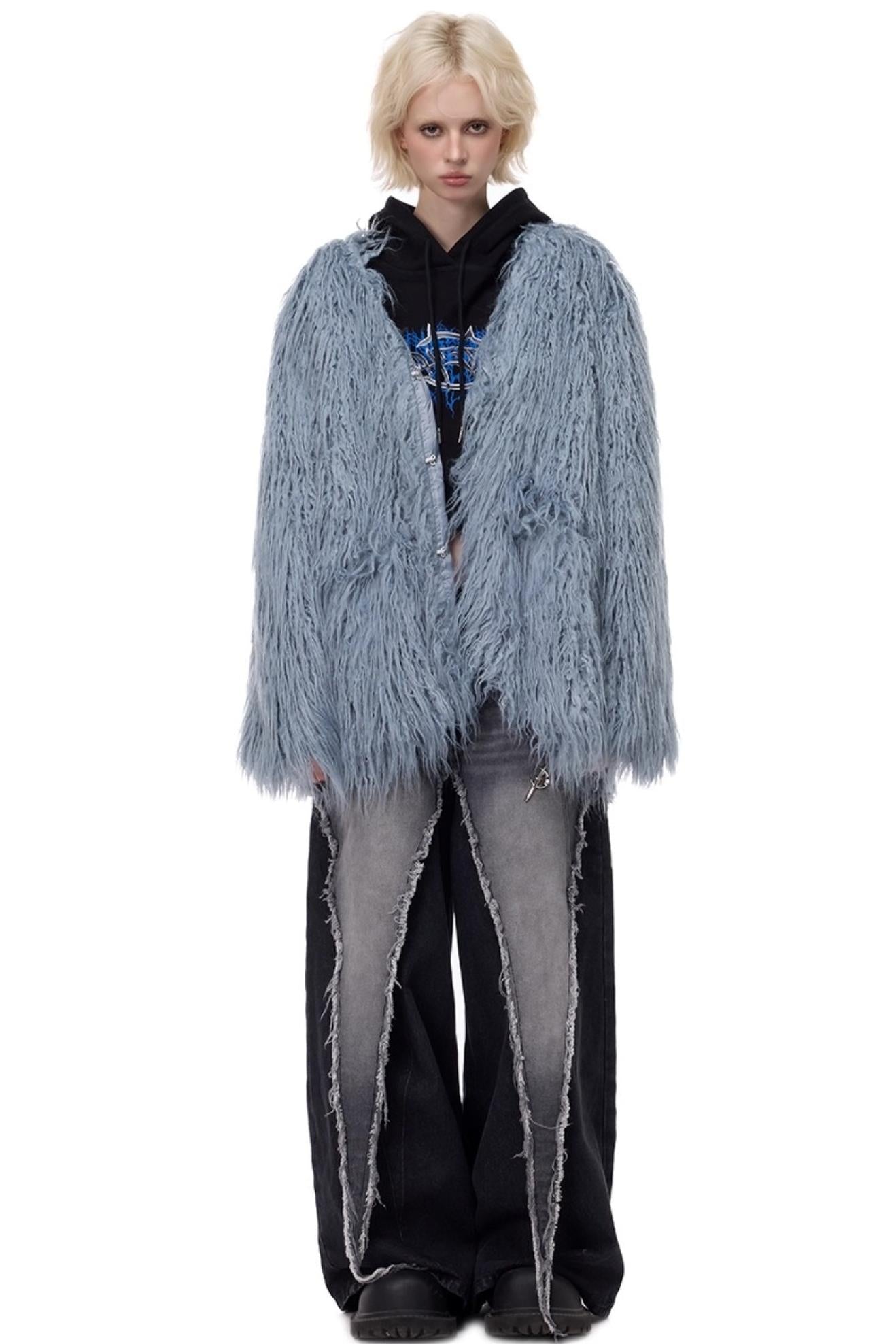 V-Neck Shearling Fur Jacket