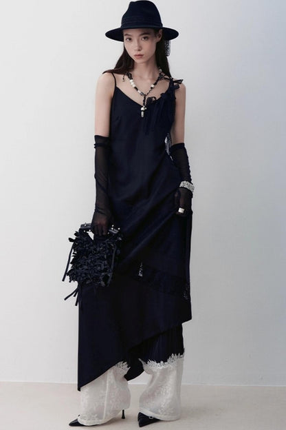 Flowing Tencel Embroidered Striped Straight-leg Pants