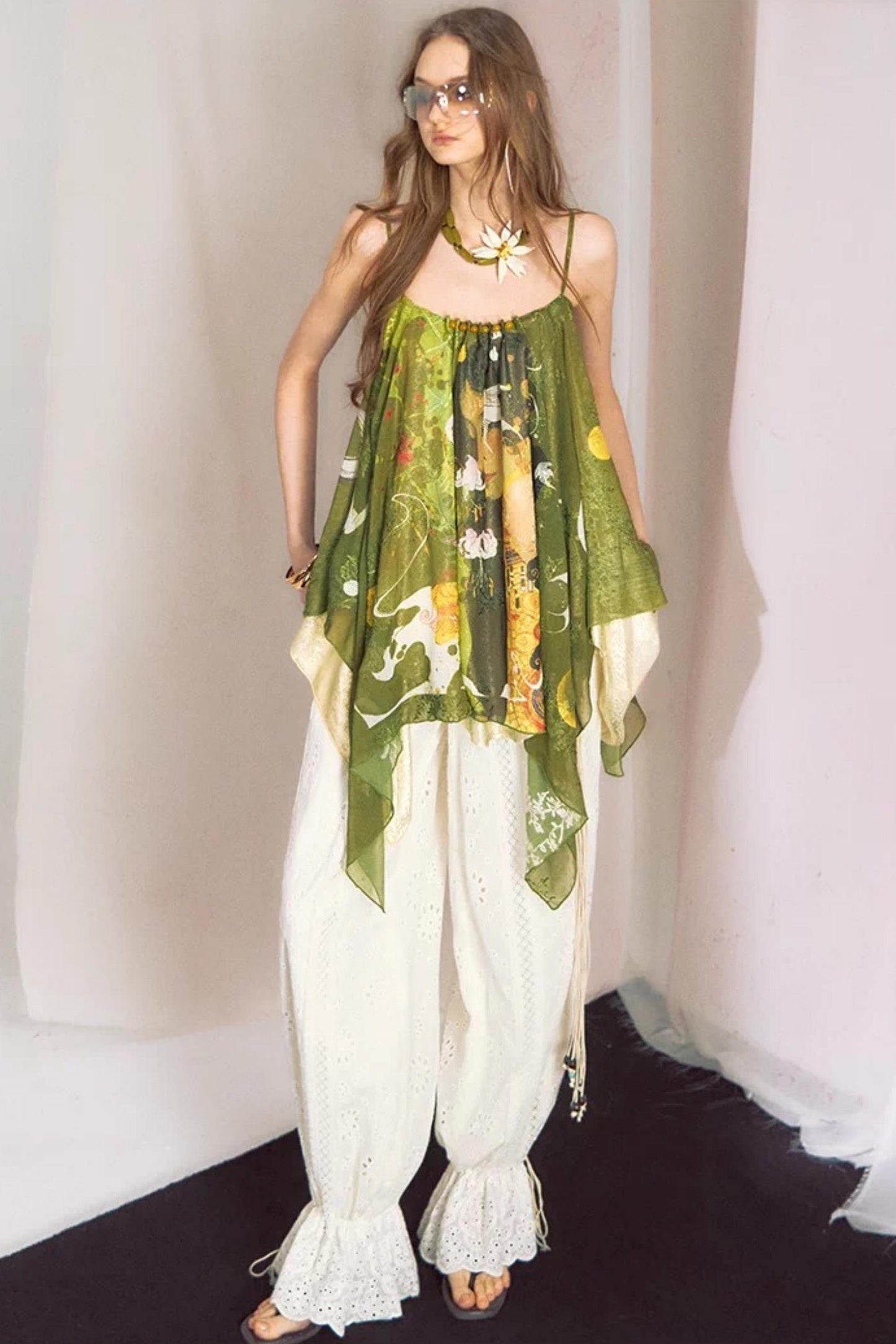 Hand-Painted Chiffon Camisole Top