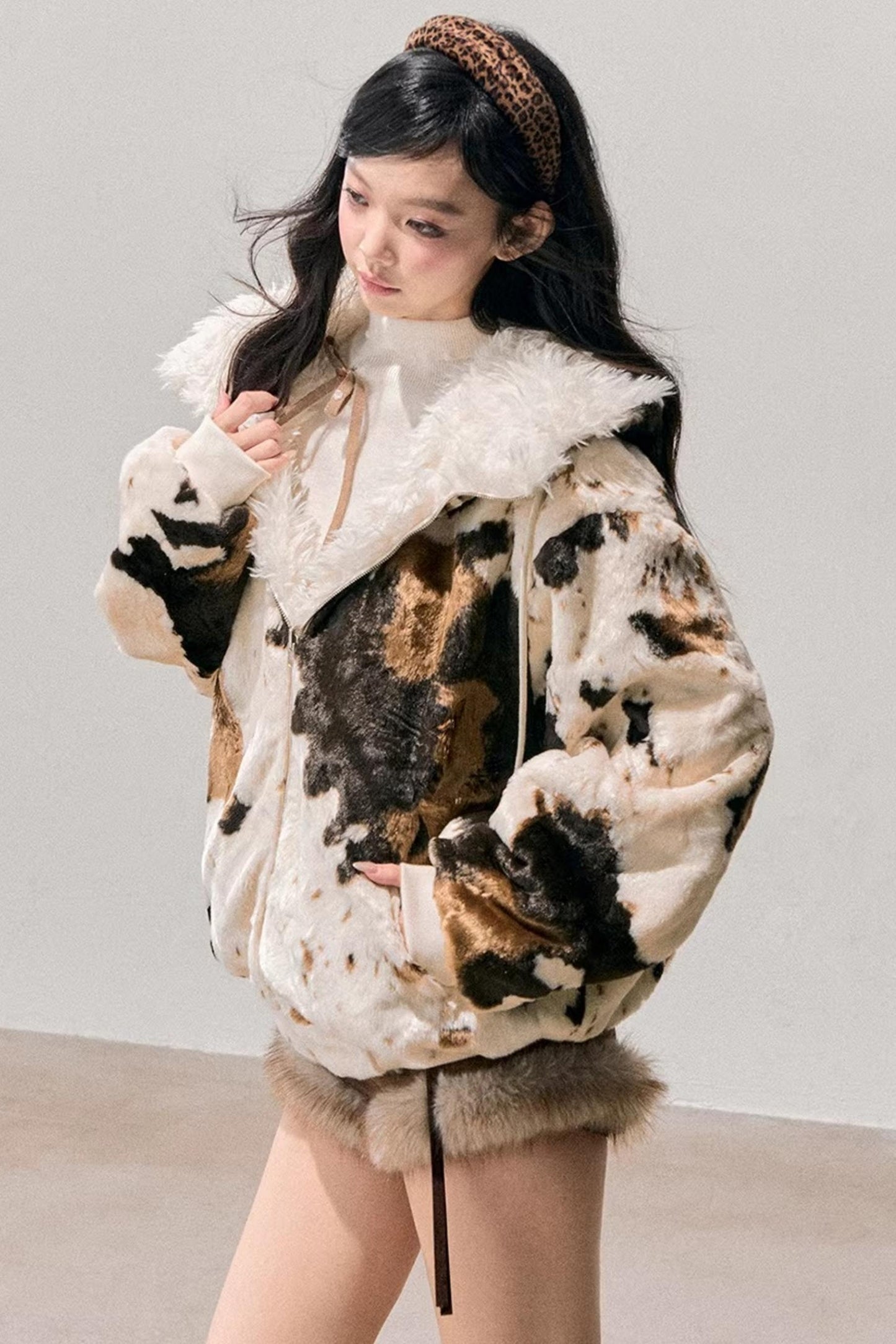 Korean Faux Fur Wide-Leg Pants