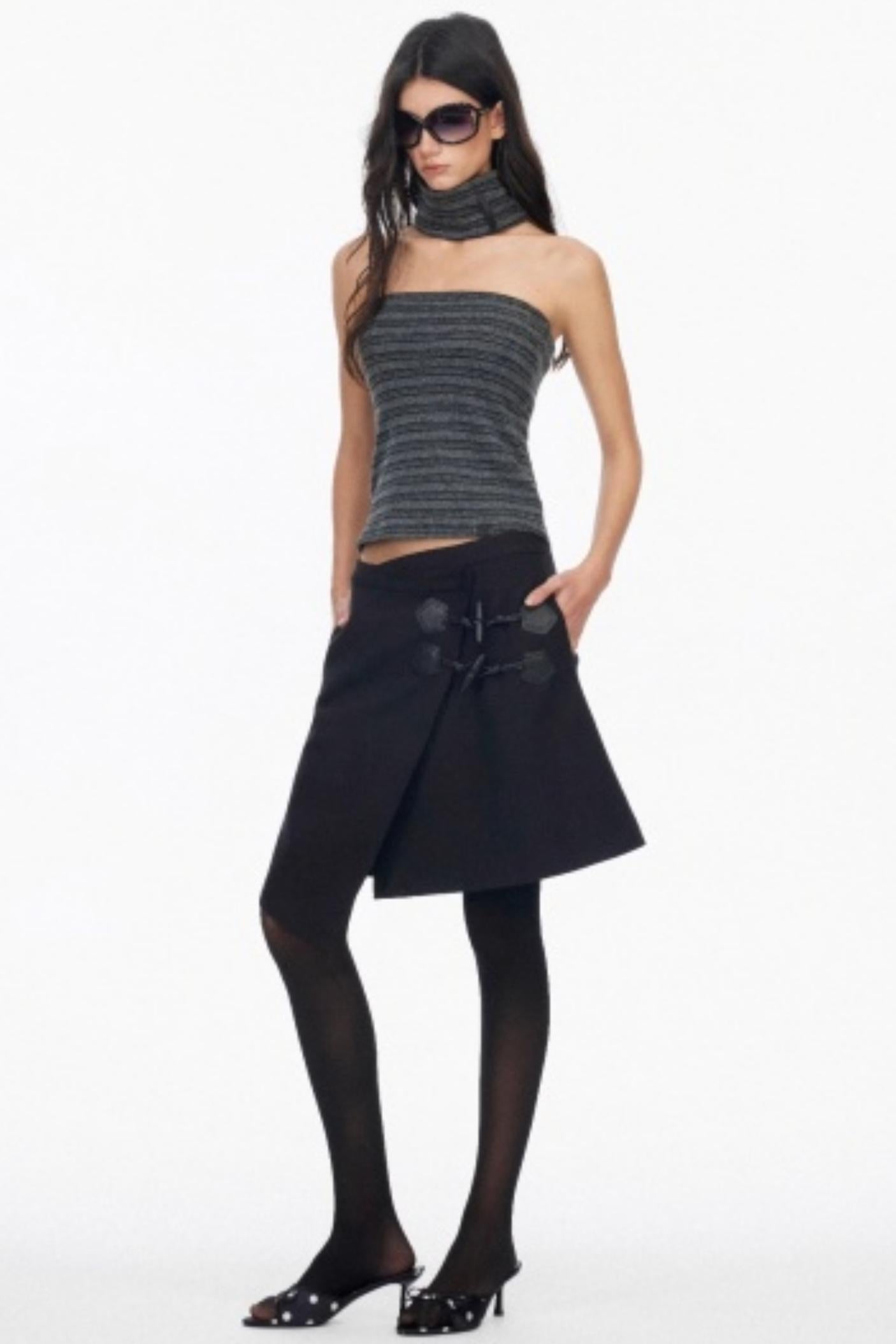 Irregular Toggle Button Skirt