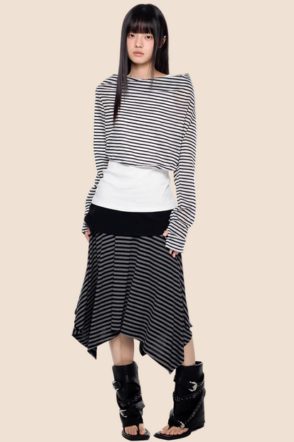 Gestreifte asymmetrische leichte Bluse