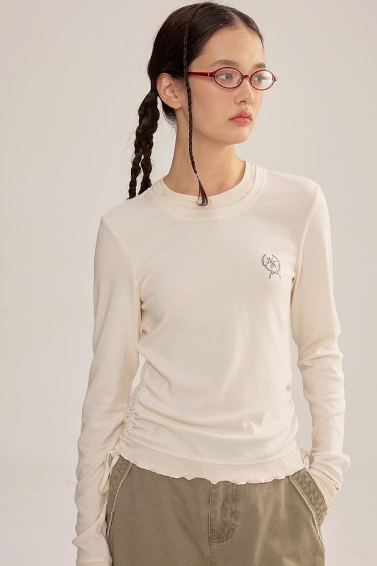 Contrasting Slim Long-Sleeved Top