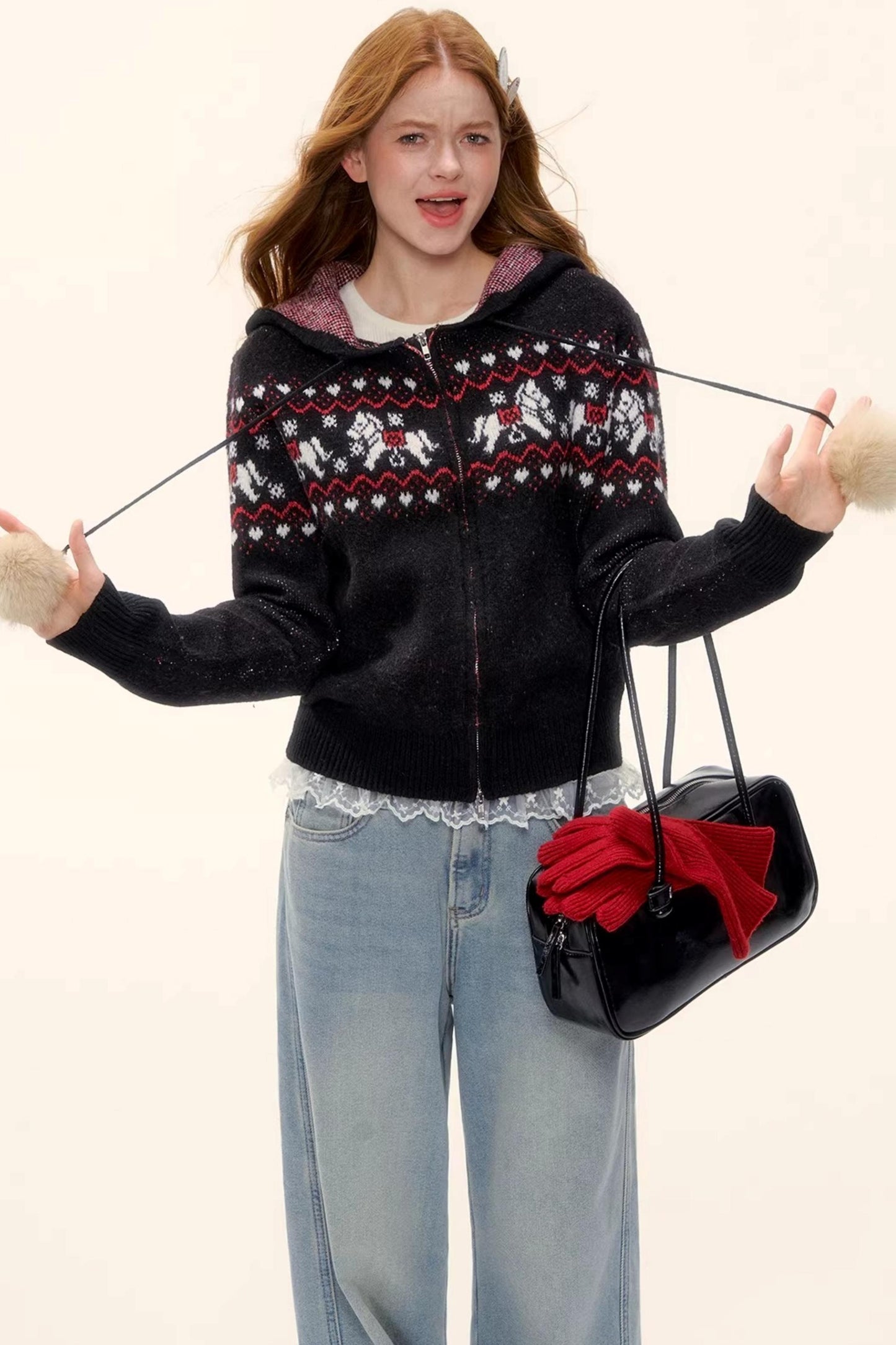 Wool Blend Fair Isle Jacket Set-Up