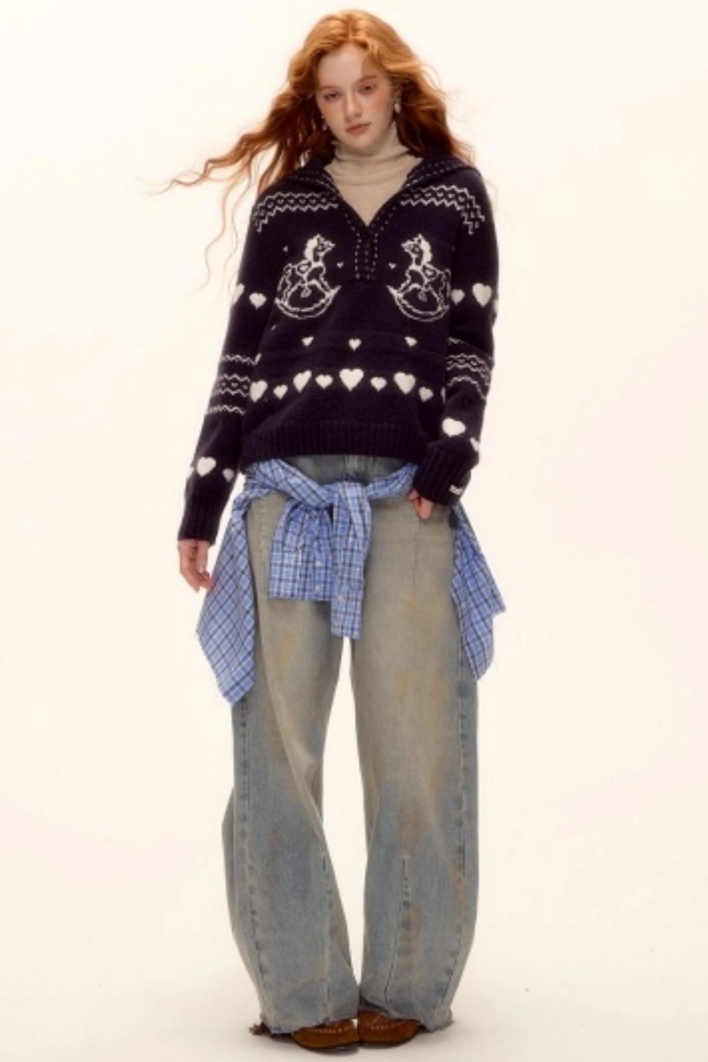 Retro Jacquard Knit Sweater