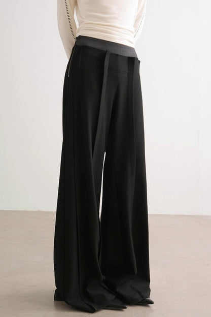 Shadow Pleats Wide-Leg Pants