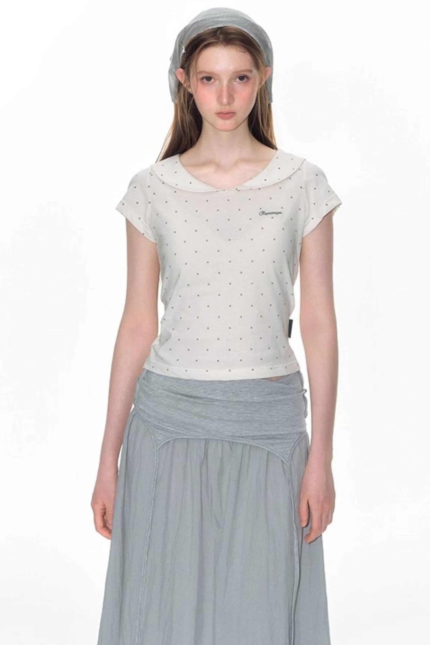 Summer Polka Dot Doll Neck Tee