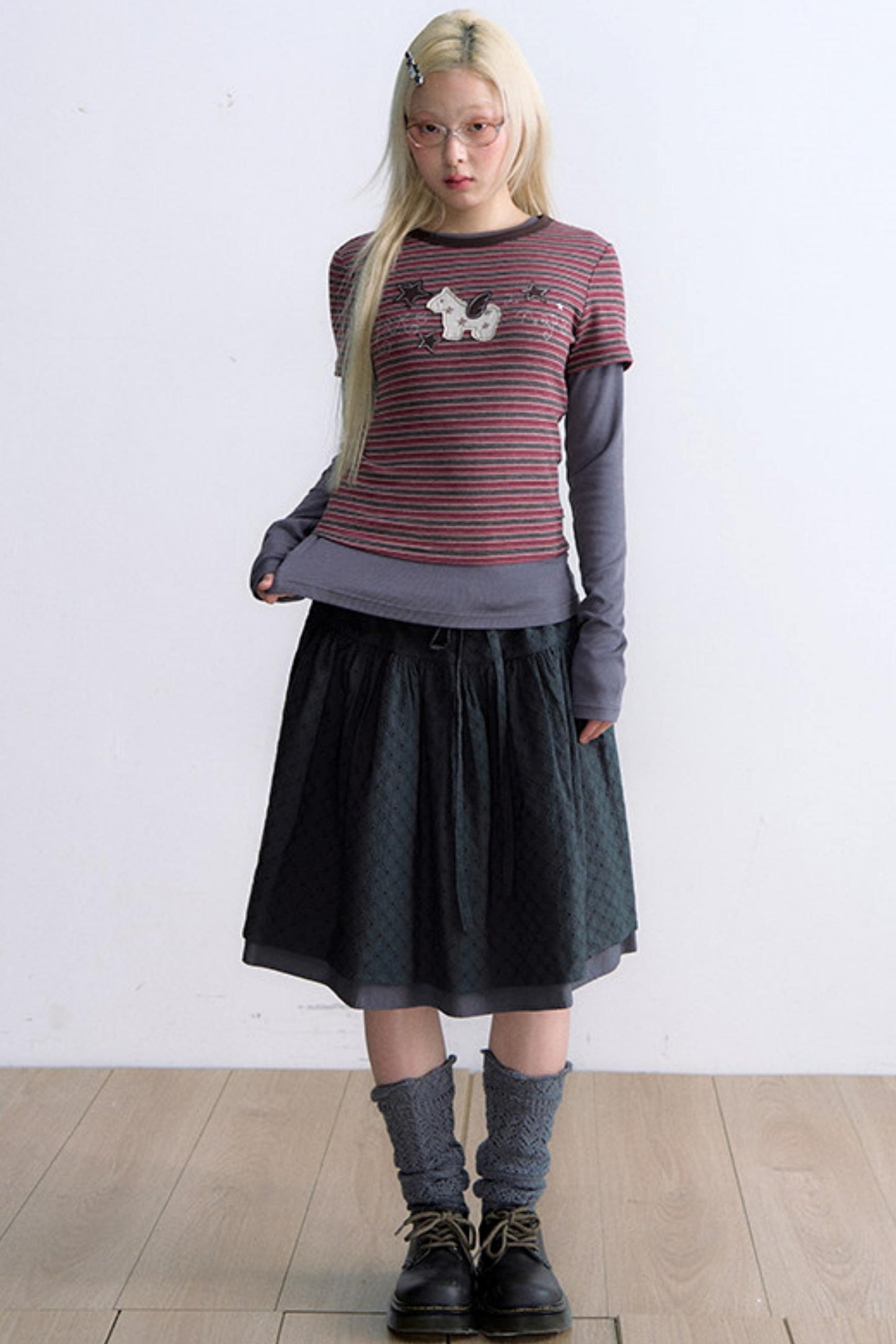 T-Shirt mit Pony-Applikation und Stickerei