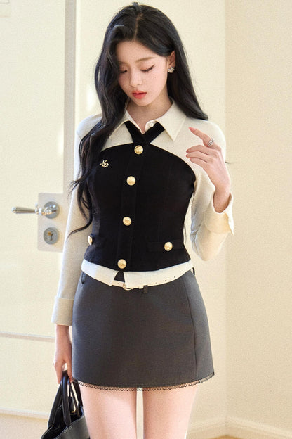 Elegant Color-Blocking Top