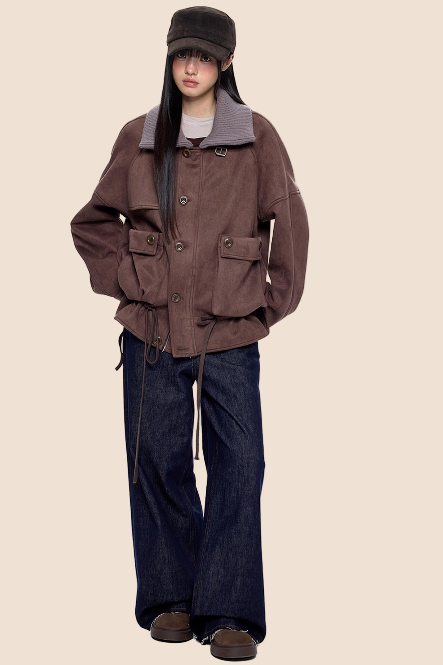 Knit Panel Suede Pocket Jacket