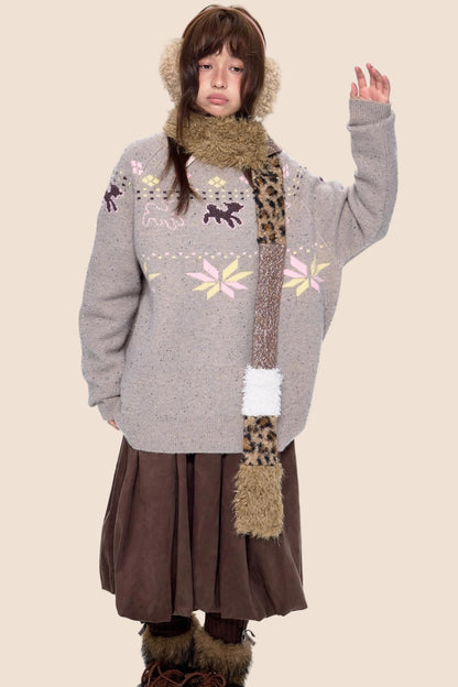 Vintage Fair Isle Loose Knit Sweater