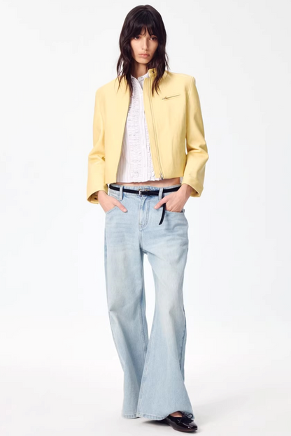 Retro Yellow Leather Jacket