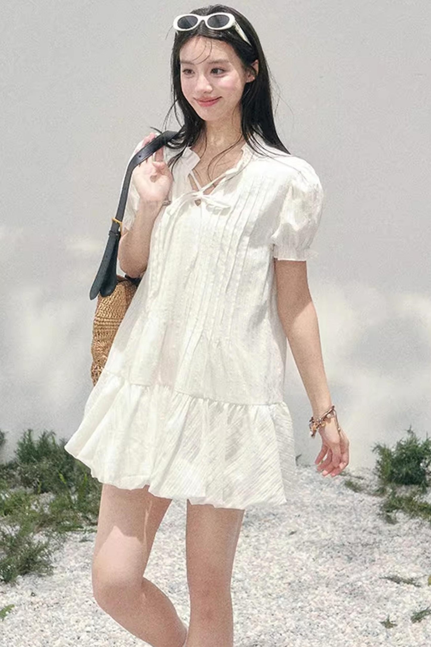 Plaid Puff Sleeve Dress