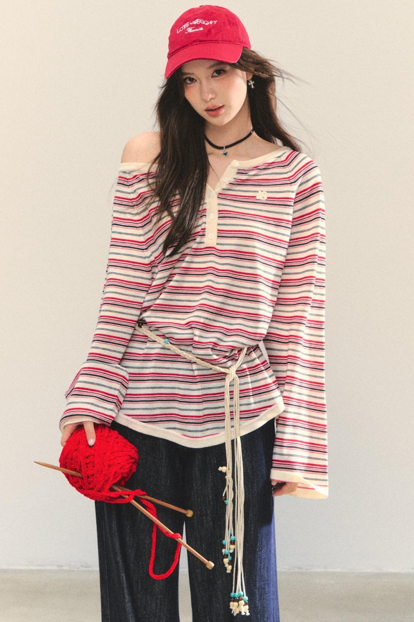 Pink Striped Knit Top