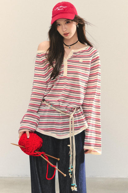 Pink Striped Knit Top