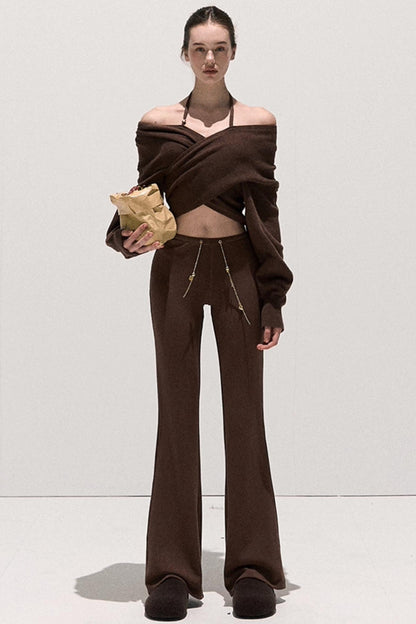 Soft Crewneck Knitwear Trouser Set-Up