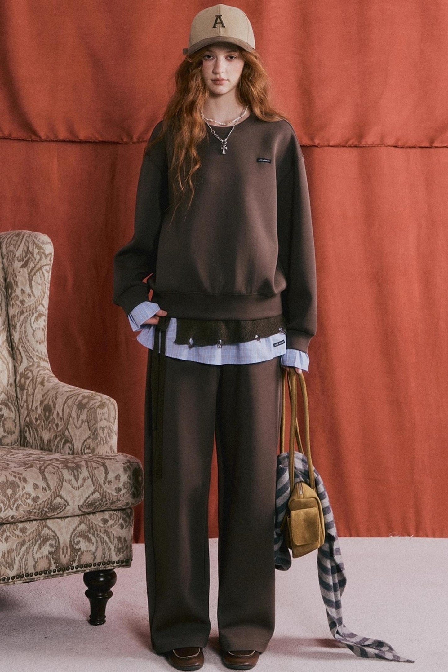 Plaid Patchwork Knit Sweater Set-Up