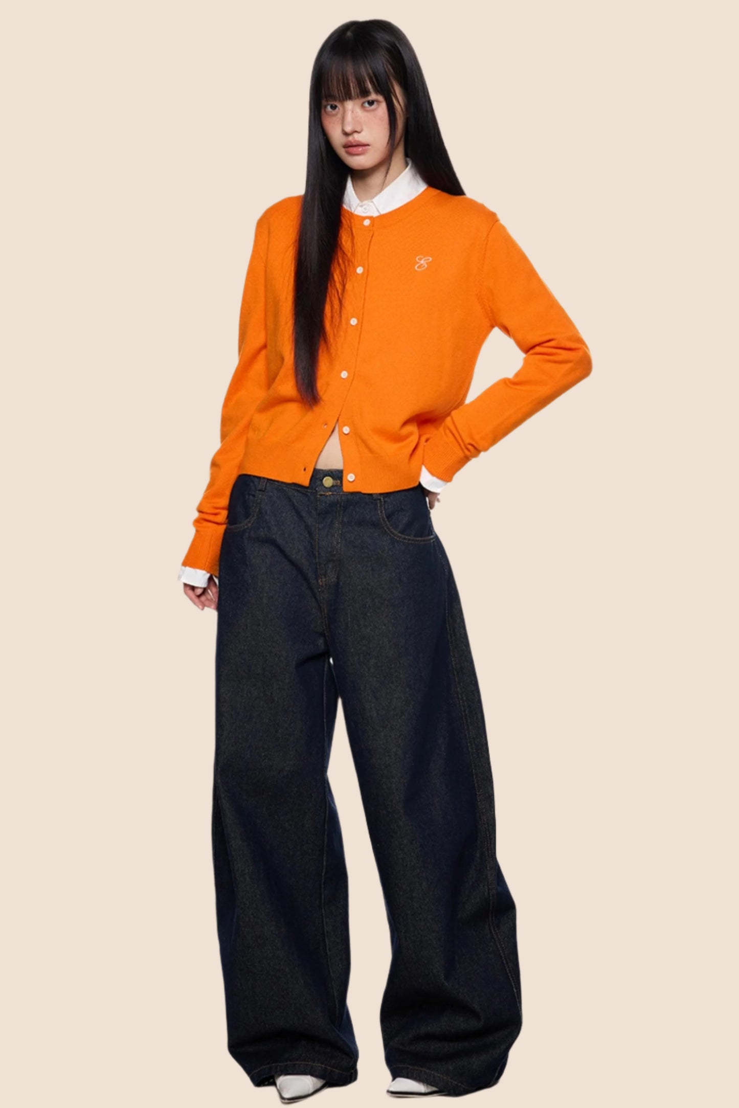 Embroidered Cropped Knit Sweater Cardigan