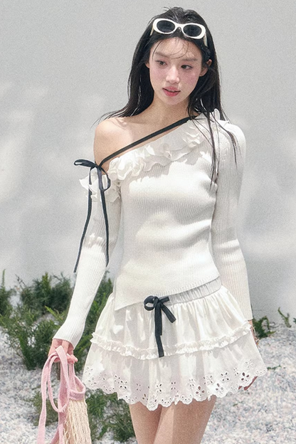 Spring White Half-Skirt