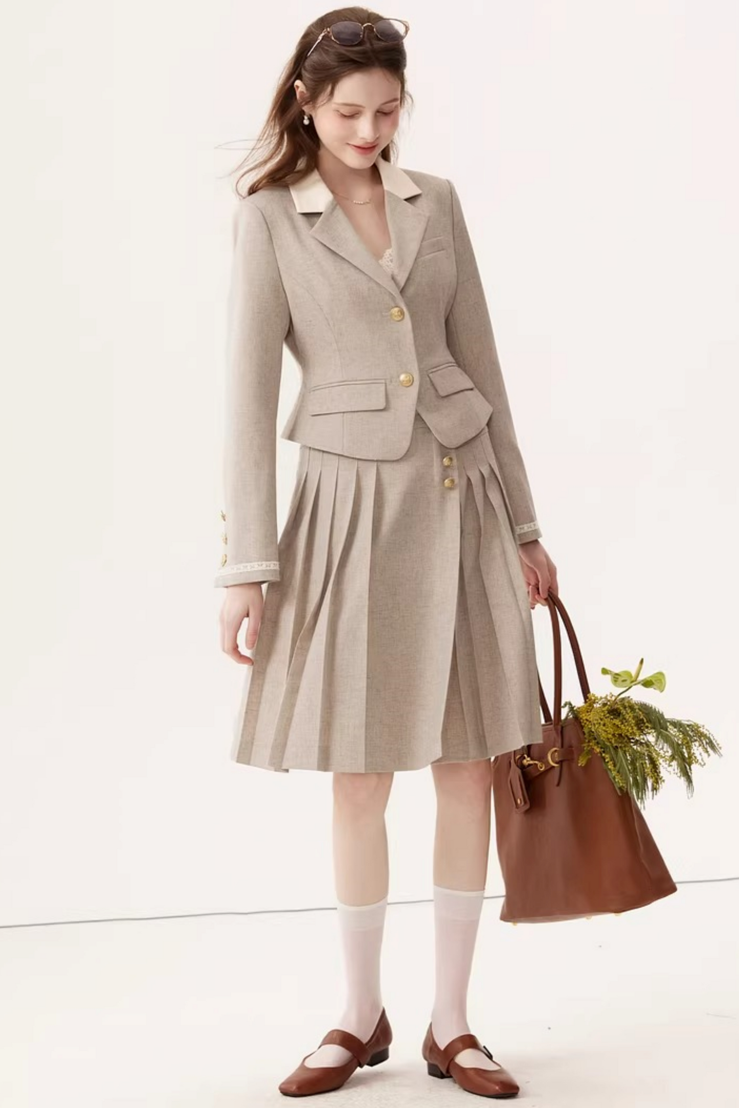 Color-Block Linen Skirt Set-Up