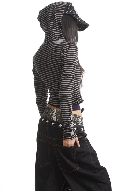 Retro Striped Hooded Sweatshirt