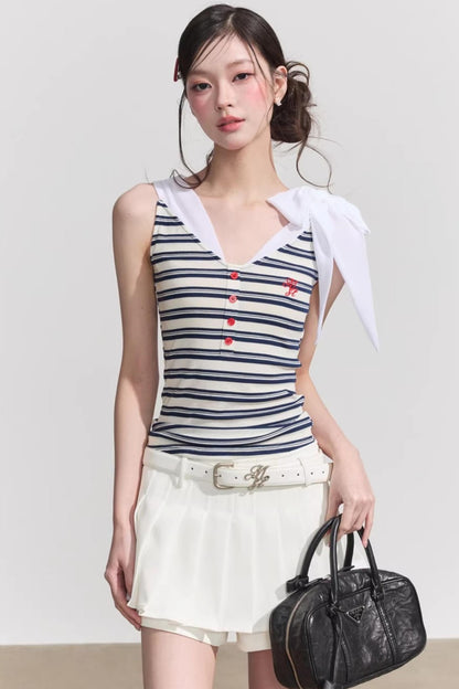 Sweet Striped Tie-Up Top