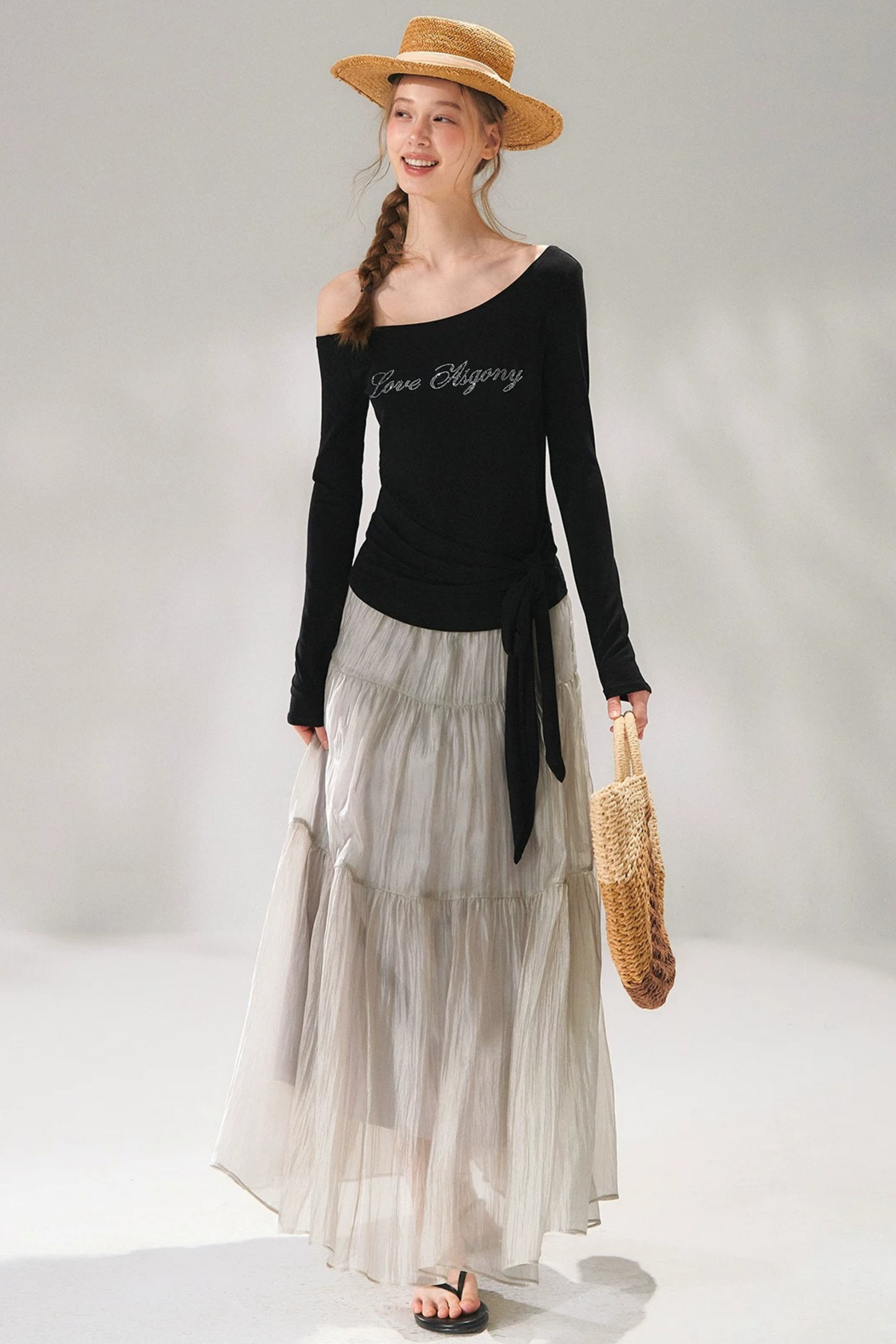 Rhinestone Embellished One-Shoulder Top