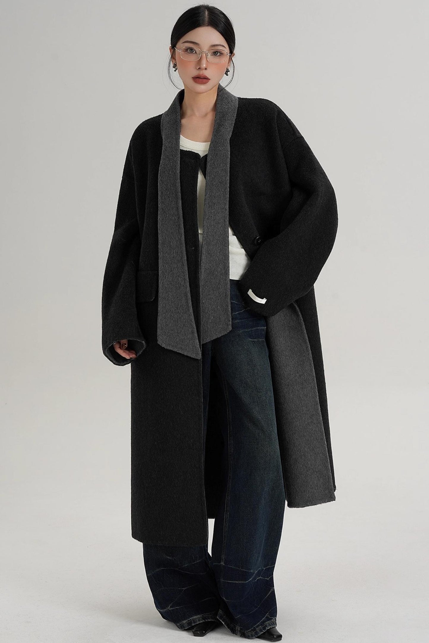 Reversible Contrast Wool Coat