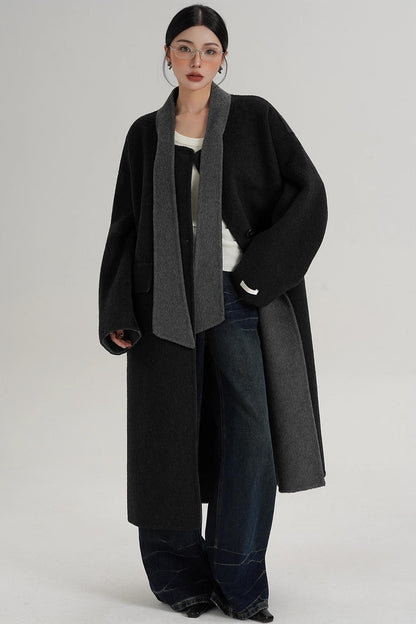 Reversible Contrast Wool Coat