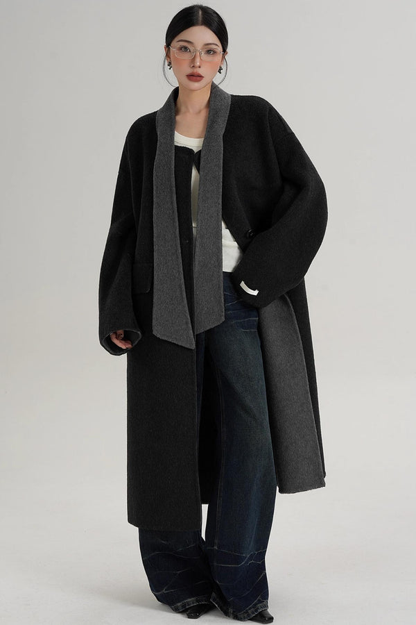 Reversible Contrast Wool Coat