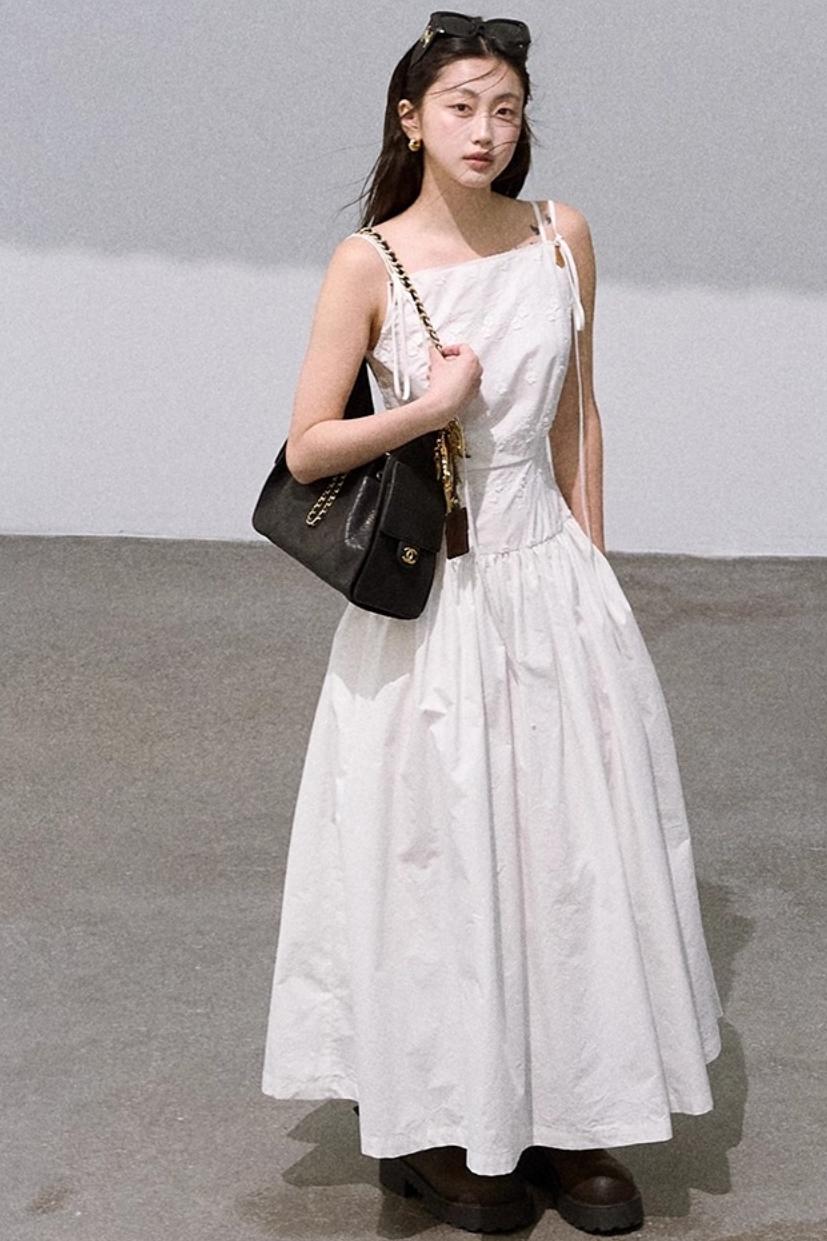 Three-Dimensional White Slip Dress