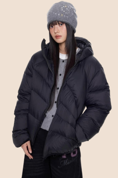 Deconstructed Hooded Down Jacket