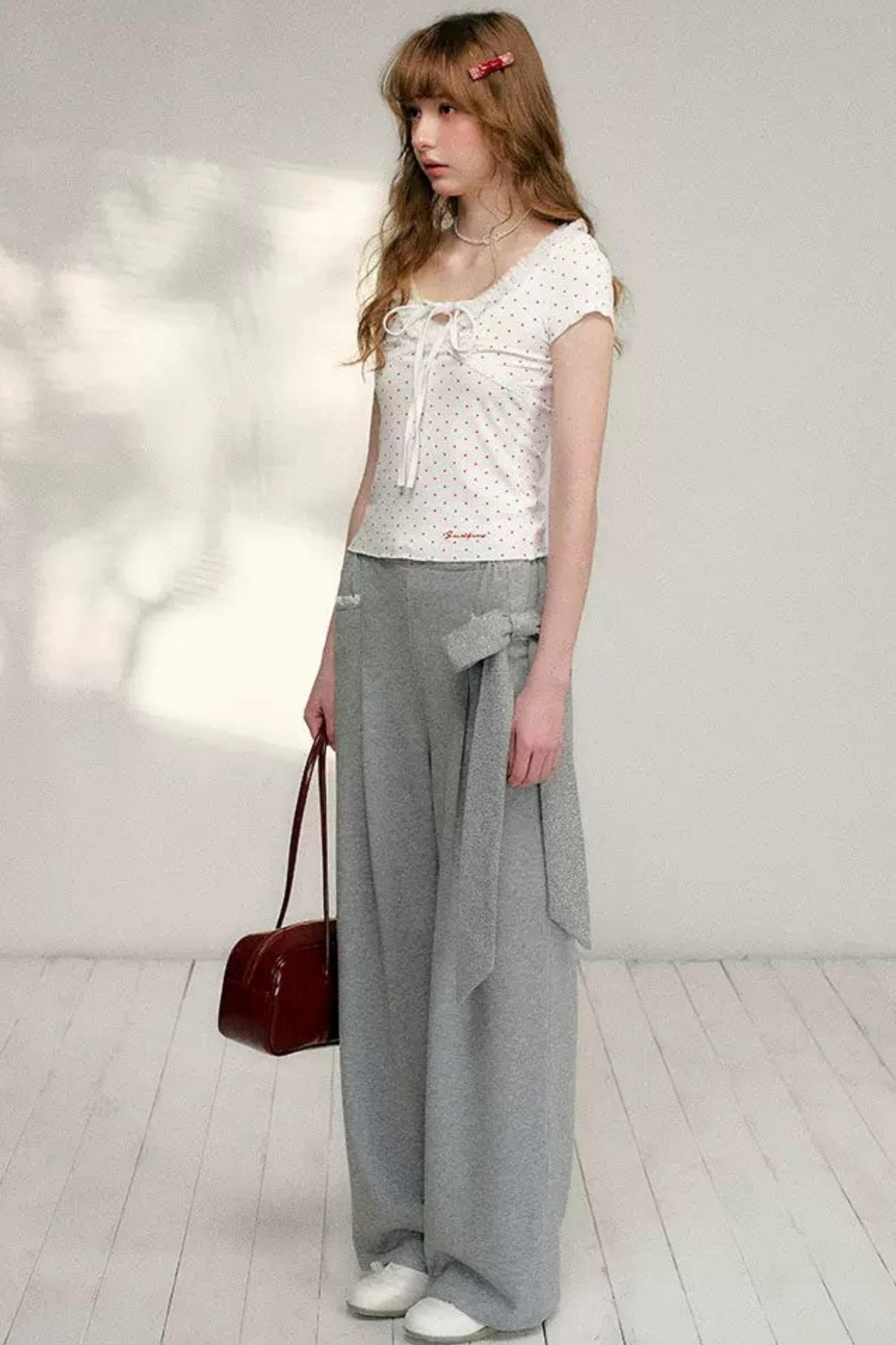 Lace Bow Wide Leg Pants