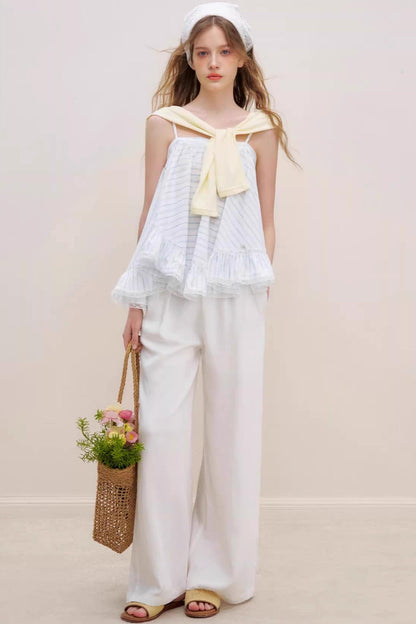 Lace-Trimmed Striped Cami